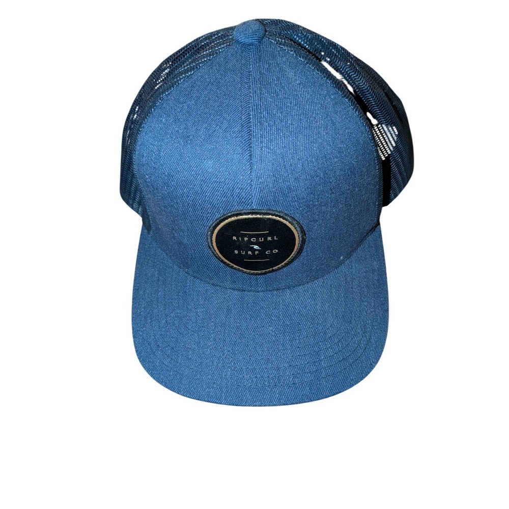 Rip Curl Surf Co Mens Navy Blue Mesh Trucker Hat Snapback Patch Cap